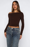 Swapping Digits Long Sleeve Top Chocolate