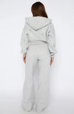 Stay Lifted Wide Leg Sweatpants Dark Grey Marle