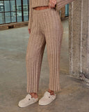 Homebody Hour Ribbed Knit Flare Leg Pants