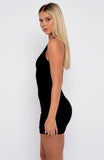 Parting Ways Halter Mini Dress Black