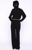 Come A Long Way Soft Lounge Ribbed Wide Leg Pants Black