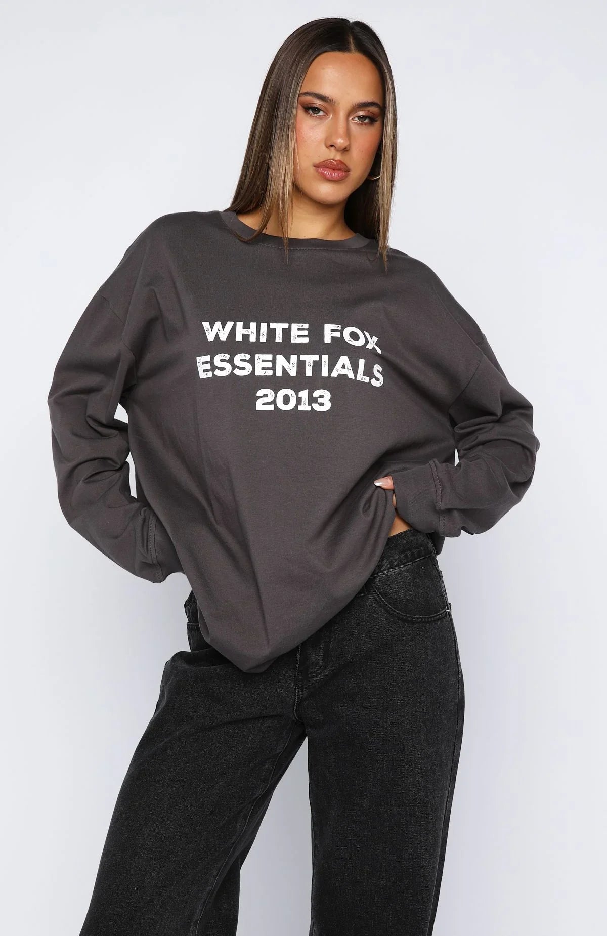 Feel The Vibe Long Sleeve Tee Charcoal