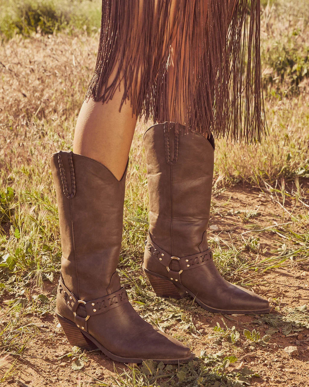 Echo Canyon Vegan Leather Western Buckle Boots