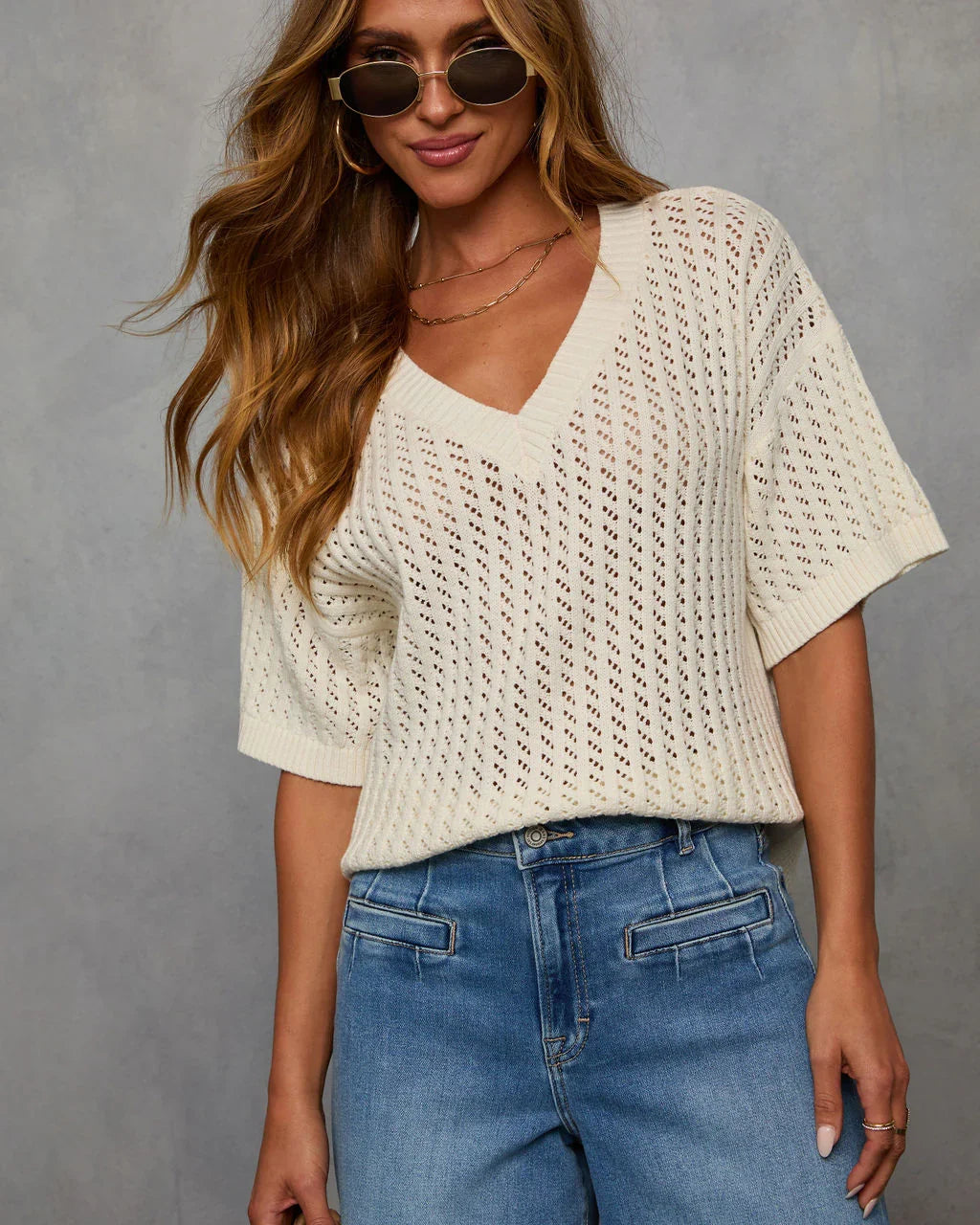 Catch Me At The Sandbar Knit Cotton Blend Top