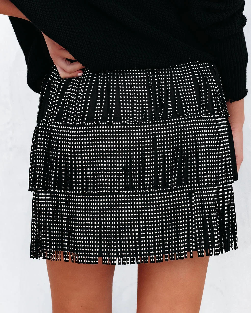Zoie Studded Fringe Mini Skirt